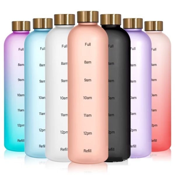 Motivational Time Marker Water Bottle – 1L Reusable Leakproof Bottle for Gym, Travel & Outdoor