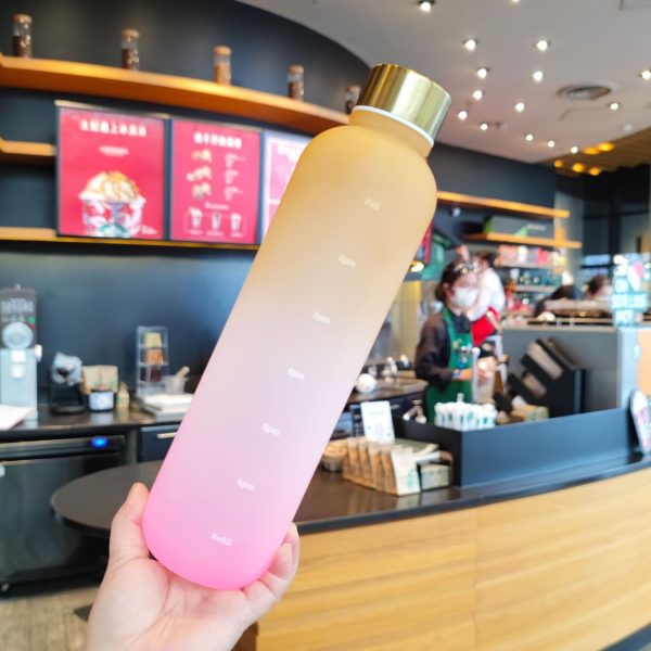 Motivational Time Marker Water Bottle – 1L Reusable Leakproof Bottle for Gym, Travel & Outdoor