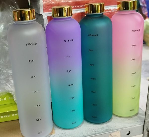 Motivational Time Marker Water Bottle – 1L Reusable Leakproof Bottle for Gym, Travel & Outdoor