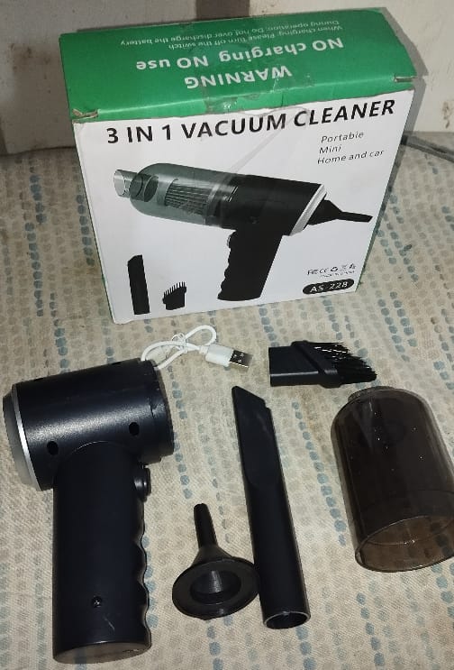 3-in-1 Mini Vacuum Cleaner – Portable Wireless Duster, Blower & Air Pump for Car, Home, Laptop, and More