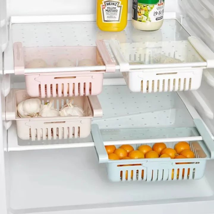 Adjustable Fridge Storage Basket – Expandable Plastic Refrigerator Organizer Tray