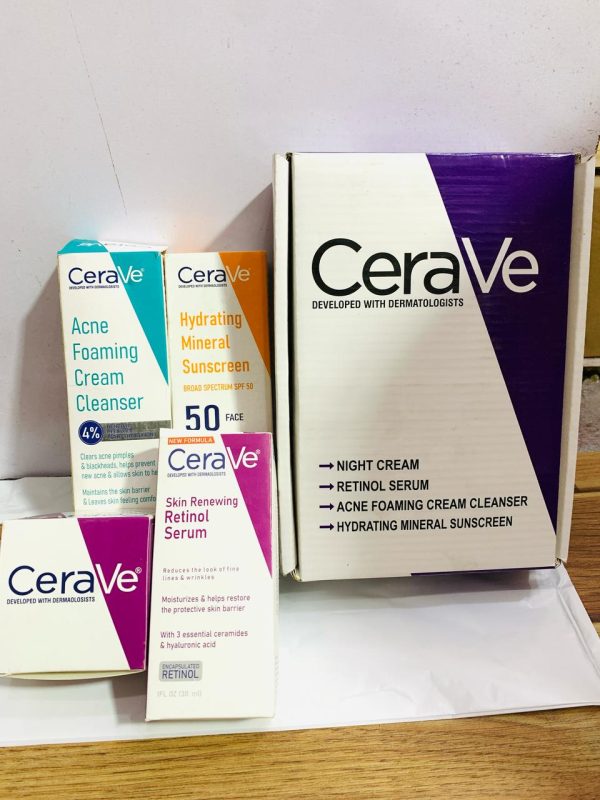 CeraVe 4-in-1 Skincare Kit – Night Cream, Sunscreen, Cleanser & Serum