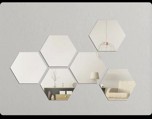 Pack of 12 Hexagon Shape Acrylic Mirror Wall Stickers