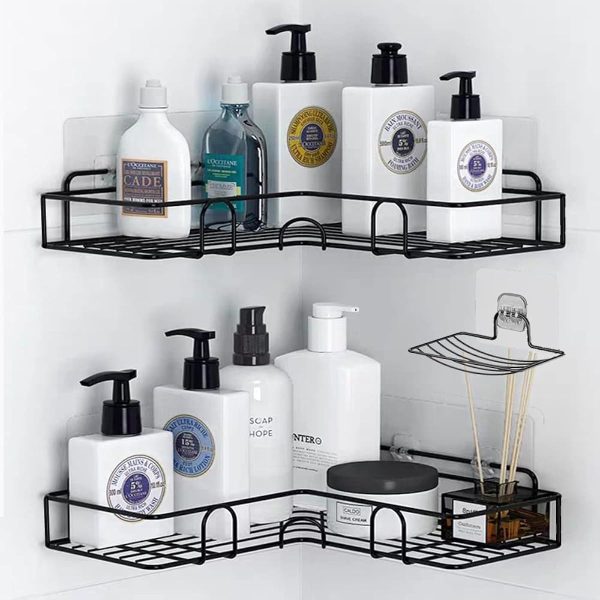 Kitchen Bathroom Corner Metal Rack Shelf New Design With Hook