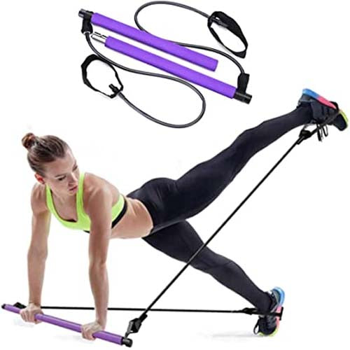 Portable Pilates Bar with Resistance Bands – Home Gym Yoga & Fitness Exercise Stick