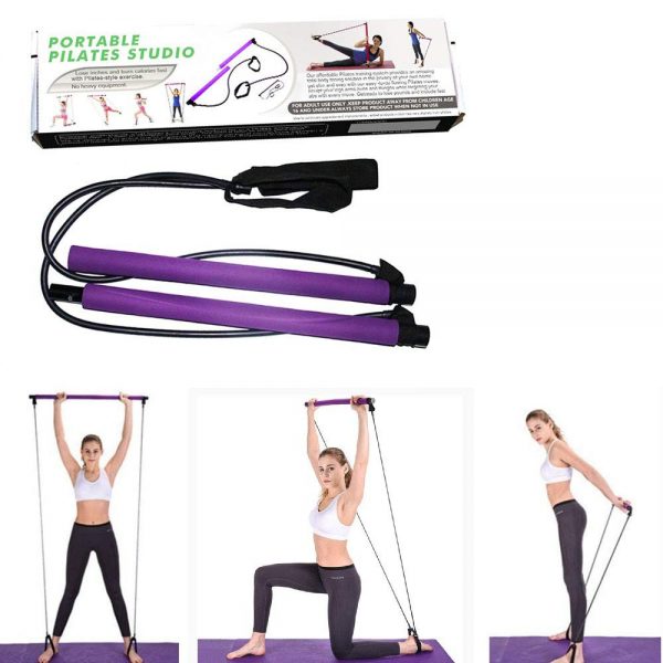 Portable Pilates Bar with Resistance Bands – Home Gym Yoga & Fitness Exercise Stick