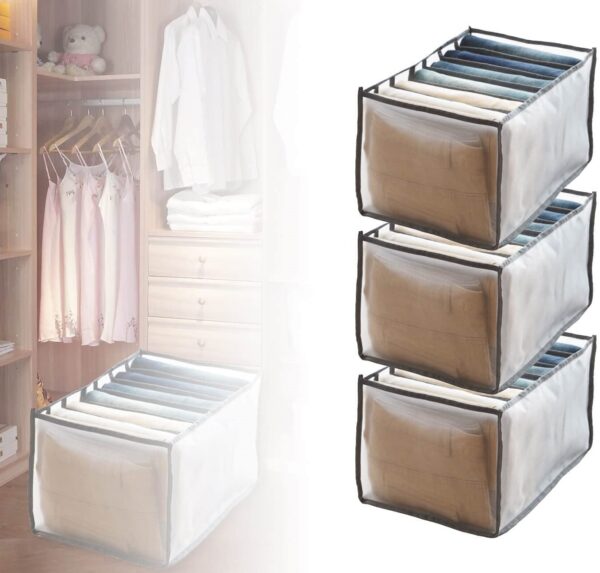 Transparent Jeans Organizer – Foldable Washable Clothes Storage Box for Wardrobe & Closet