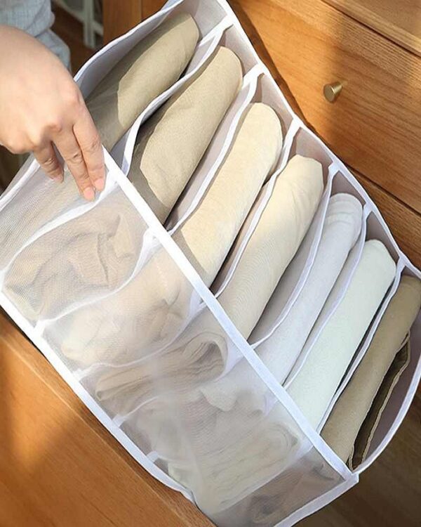 Transparent Jeans Organizer – Foldable Washable Clothes Storage Box for Wardrobe & Closet