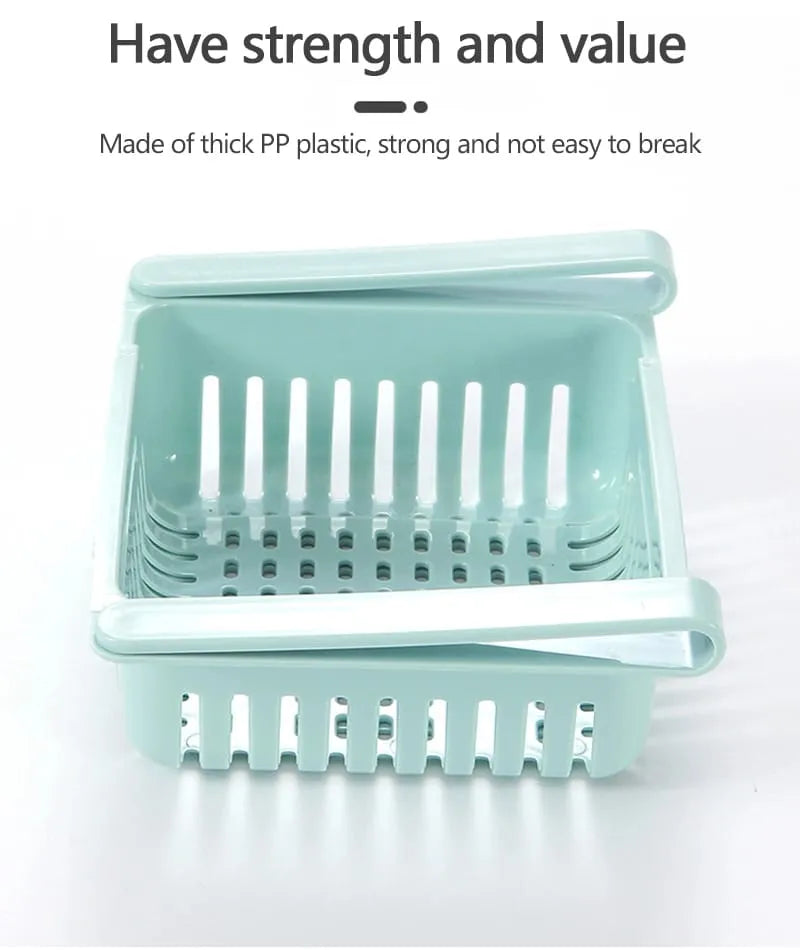 Adjustable Fridge Storage Basket – Expandable Plastic Refrigerator Organizer Tray
