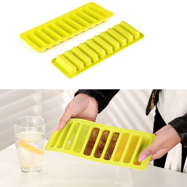 10-Grid Silicone Ice Cube Tray – Water Bottle & Pudding Mold