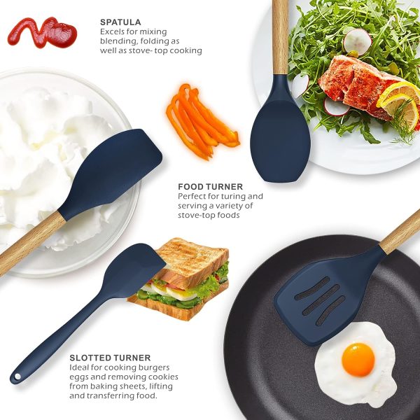 Heat Resistant Silicone Utensil Set – Wooden Handle Kitchen Tools