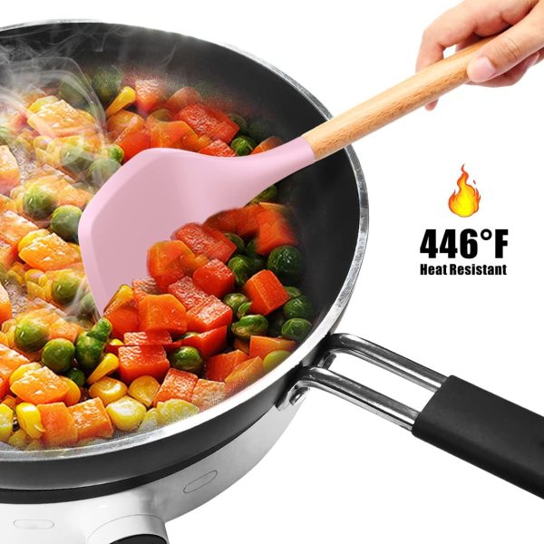 Heat Resistant Silicone Utensil Set – Wooden Handle Kitchen Tools