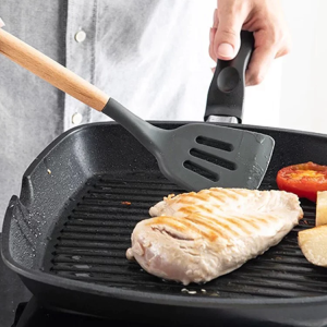 Heat Resistant Silicone Utensil Set – Wooden Handle Kitchen Tools
