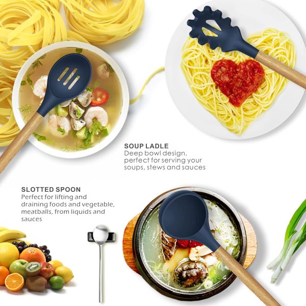 Heat Resistant Silicone Utensil Set – Wooden Handle Kitchen Tools