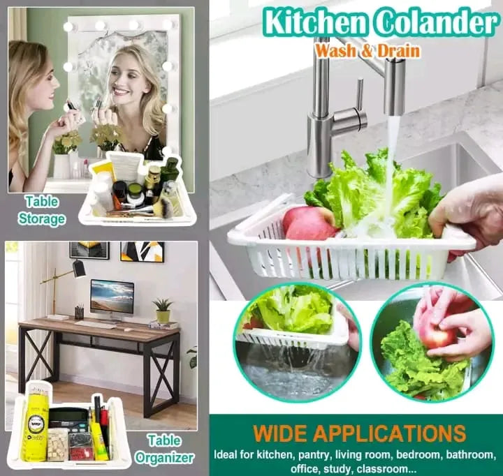 Adjustable Fridge Storage Basket – Expandable Plastic Refrigerator Organizer Tray