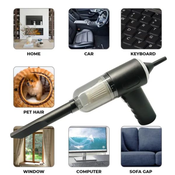 3-in-1 Mini Vacuum Cleaner – Portable Wireless Duster, Blower & Air Pump for Car, Home, Laptop, and More