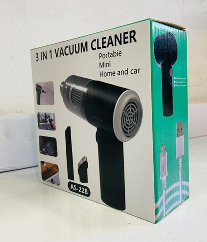 3-in-1 Mini Vacuum Cleaner – Portable Wireless Duster, Blower & Air Pump for Car, Home, Laptop, and More