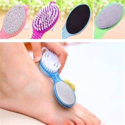 Multi Use Pedicure Paddle Brush – 4 Step Pedicure Cleanse, Scrub, File And Buff (random Color)