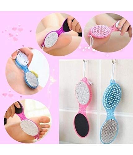 Multi Use Pedicure Paddle Brush – 4 Step Pedicure Cleanse, Scrub, File And Buff (random Color)