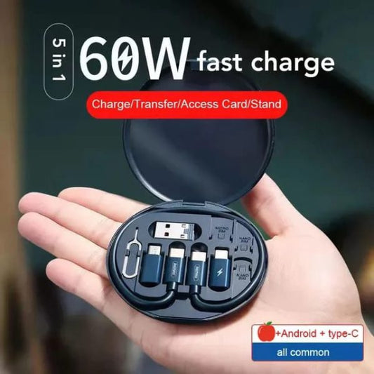 (5 in 1) Data Cable Set – 60W Fast Charging, All Solutions in One, Random Color