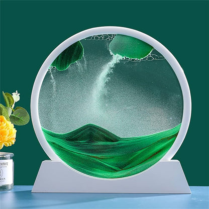 6-Inch Moving Sand Art – 3D Sandscape Painting, Hourglass Sand Timer with Metal Stand, Home Decoration Showpiece