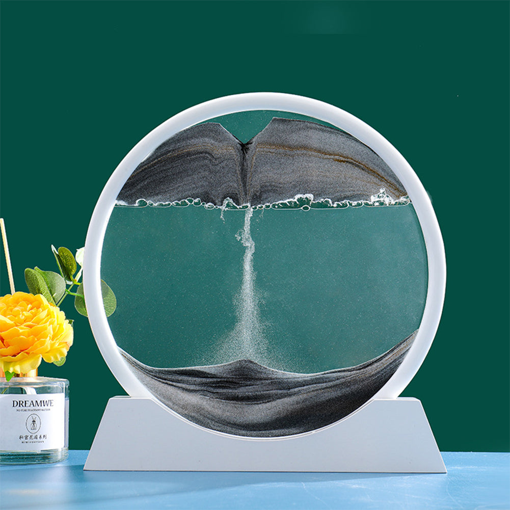 6-Inch Moving Sand Art – 3D Sandscape Painting, Hourglass Sand Timer with Metal Stand, Home Decoration Showpiece