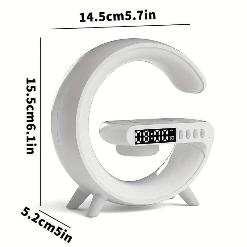 G Lamp Smart Bluetooth Speaker & Wireless Charger with RGB LED, TF Card, AUX for iPhone 14/13, Samsung