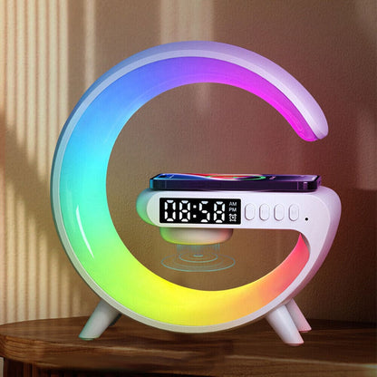 G Lamp Smart Bluetooth Speaker & Wireless Charger with RGB LED, TF Card, AUX for iPhone 14/13, Samsung
