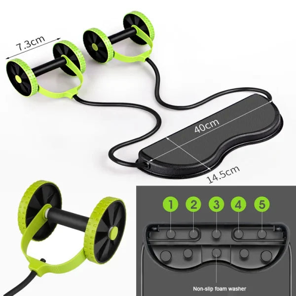 Abs Wheel Roller with Resistance Pull Rope – Multi-Functional Waist Trainer & Home Workout Equipment