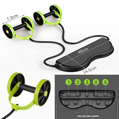 Abs Wheel Roller with Resistance Pull Rope – Multi-Functional Waist Trainer & Home Workout Equipment