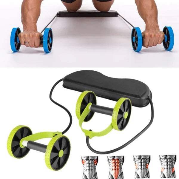 Abs Wheel Roller with Resistance Pull Rope – Multi-Functional Waist Trainer & Home Workout Equipment