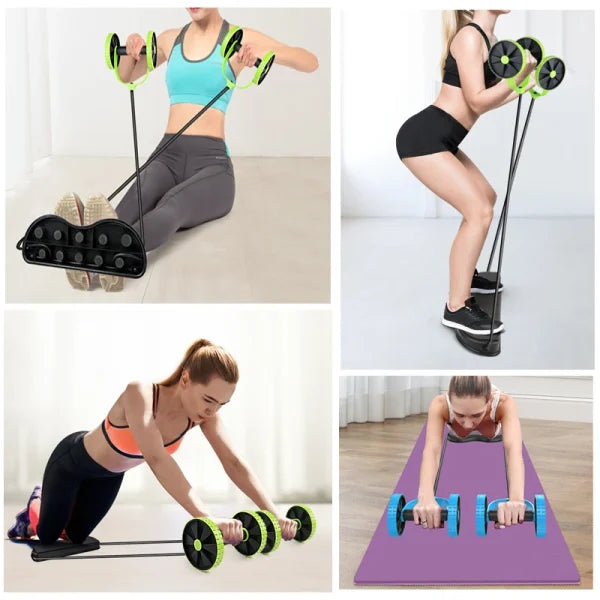 Abs Wheel Roller with Resistance Pull Rope – Multi-Functional Waist Trainer & Home Workout Equipment