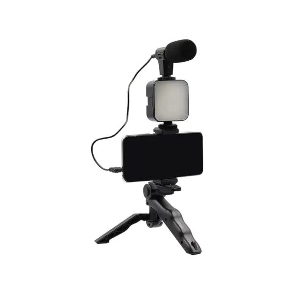 AY-49 Vlogger Video Kit – Vlog Microphone, LED Fill Light, Mini Tripod & Mobile Holder