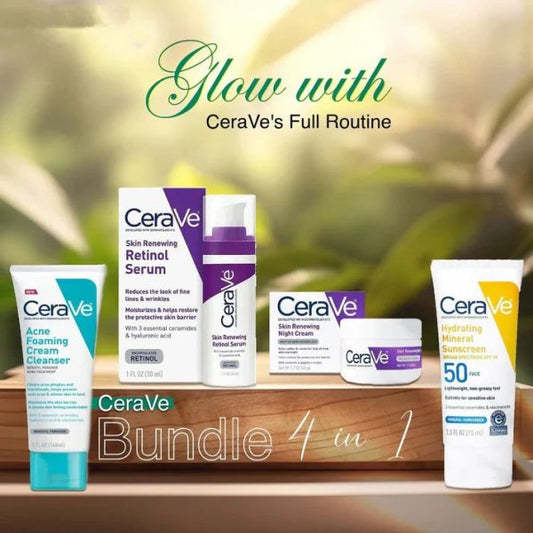 CeraVe 4-in-1 Skincare Kit – Night Cream, Sunscreen, Cleanser & Serum