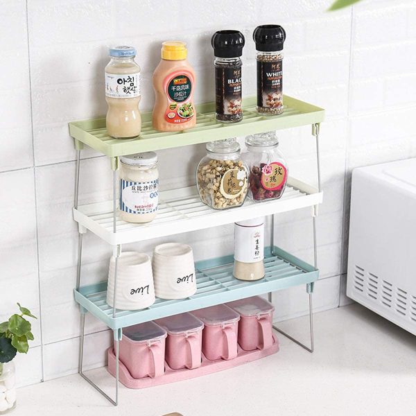 Folding Stack-Up Shelf for Spice Jars – Kitchen Cabinet Storage & Pantry Organizer