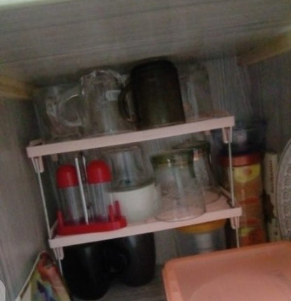 Folding Stack-Up Shelf for Spice Jars – Kitchen Cabinet Storage & Pantry Organizer