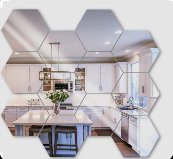 Pack of 12 Hexagon Shape Acrylic Mirror Wall Stickers