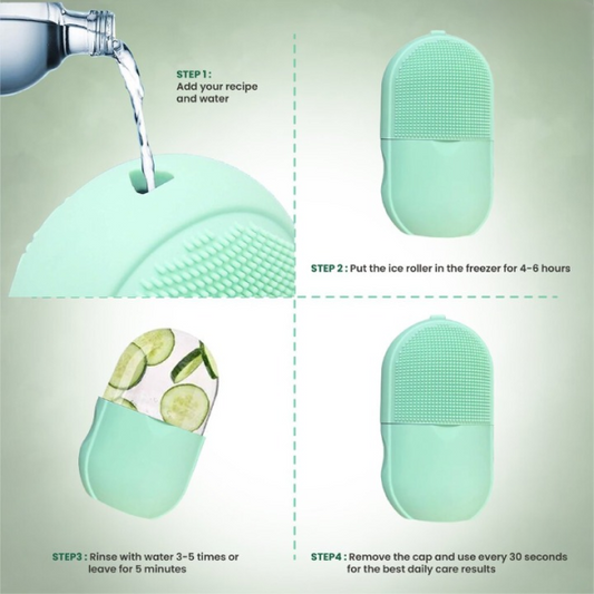 Facial Ice Roller – Silicone Cleansing Ice Cube Mold & Scrub Tool