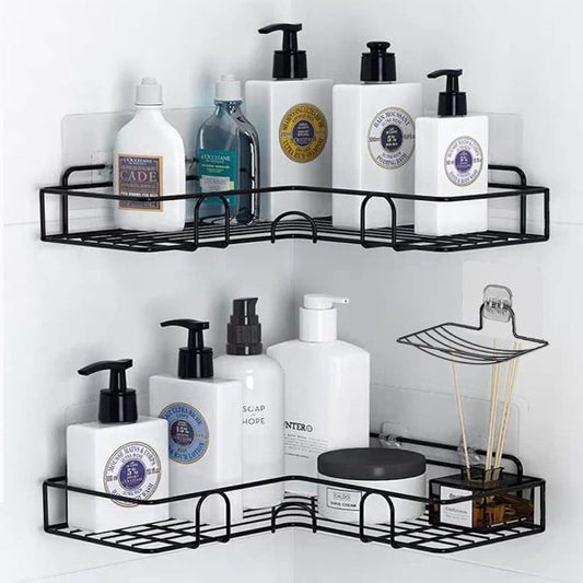 Kitchen Bathroom Corner Metal Rack Shelf New Design With Hook