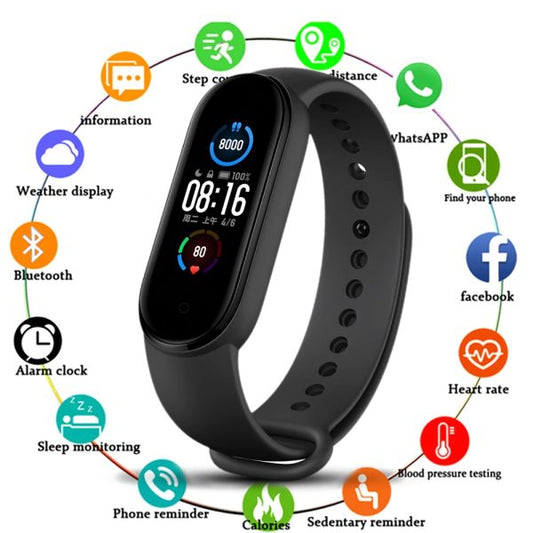 M5 Fitness Tracker – Heart Rate & Blood Pressure Monitor Smart Wristband