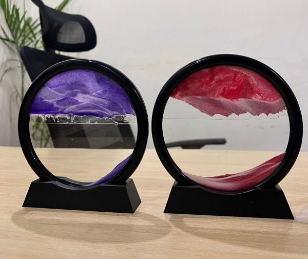 6-Inch Moving Sand Art – 3D Sandscape Painting, Hourglass Sand Timer with Metal Stand, Home Decoration Showpiece