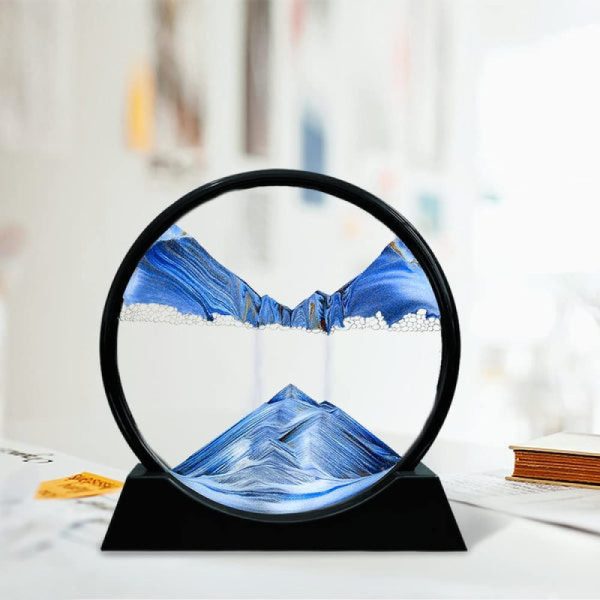 6-Inch Moving Sand Art – 3D Sandscape Painting, Hourglass Sand Timer with Metal Stand, Home Decoration Showpiece