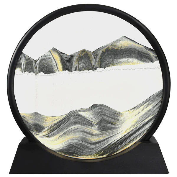 6-Inch Moving Sand Art – 3D Sandscape Painting, Hourglass Sand Timer with Metal Stand, Home Decoration Showpiece