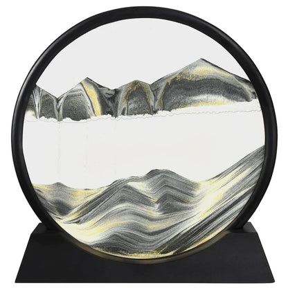6-Inch Moving Sand Art – 3D Sandscape Painting, Hourglass Sand Timer with Metal Stand, Home Decoration Showpiece