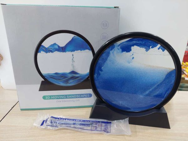 6-Inch Moving Sand Art – 3D Sandscape Painting, Hourglass Sand Timer with Metal Stand, Home Decoration Showpiece
