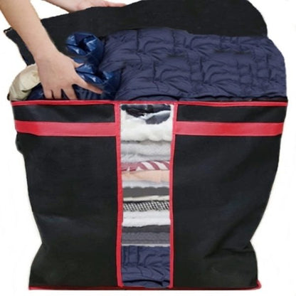 Pack of 4 Black Storage Blanket Bags – Folding Cloth Organizer for Wardrobe