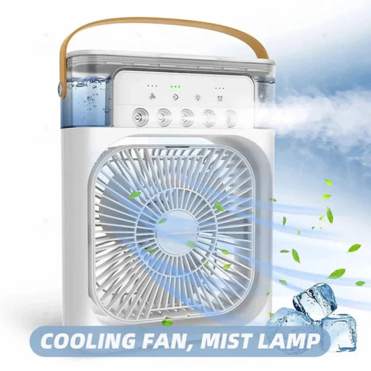 Portable Air Conditioner Fan – USB Electric Fan with LED Night Light & Mist Humidifier