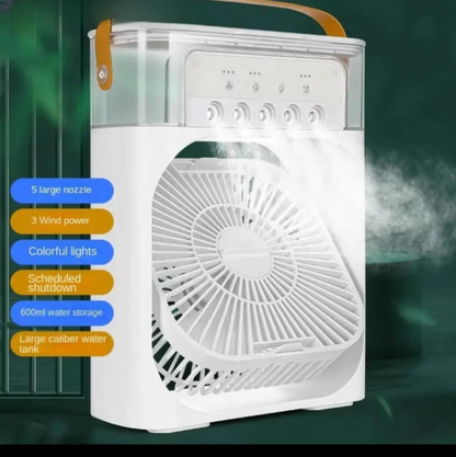 Portable Air Conditioner Fan – USB Electric Fan with LED Night Light & Mist Humidifier