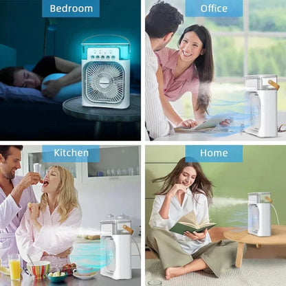 Portable Air Conditioner Fan – USB Electric Fan with LED Night Light & Mist Humidifier