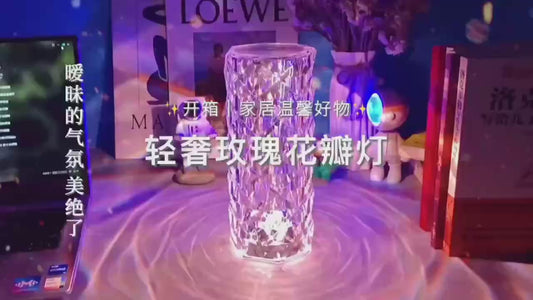 16 Colors Diamond Rose Crystal Touch Lamp Bedside Acrylic Usb Rechargeable Table Lamp – With Remote